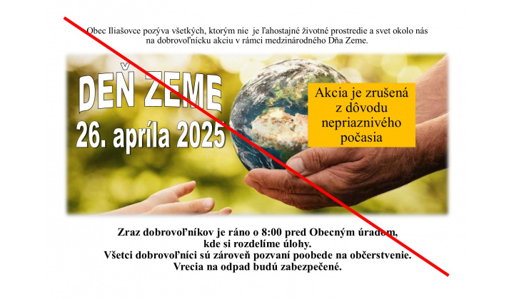 AKCIA ZRUŠENÁ - Pozývame na dobrovoľnícku akciu pri príležitosti Dňa Zeme