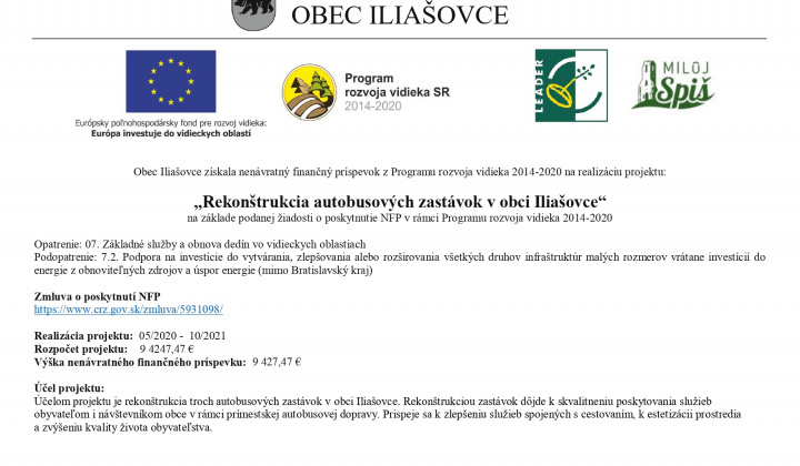 Fotka - Rekonštrukcia autobusových zastávok v obci Iliašovce