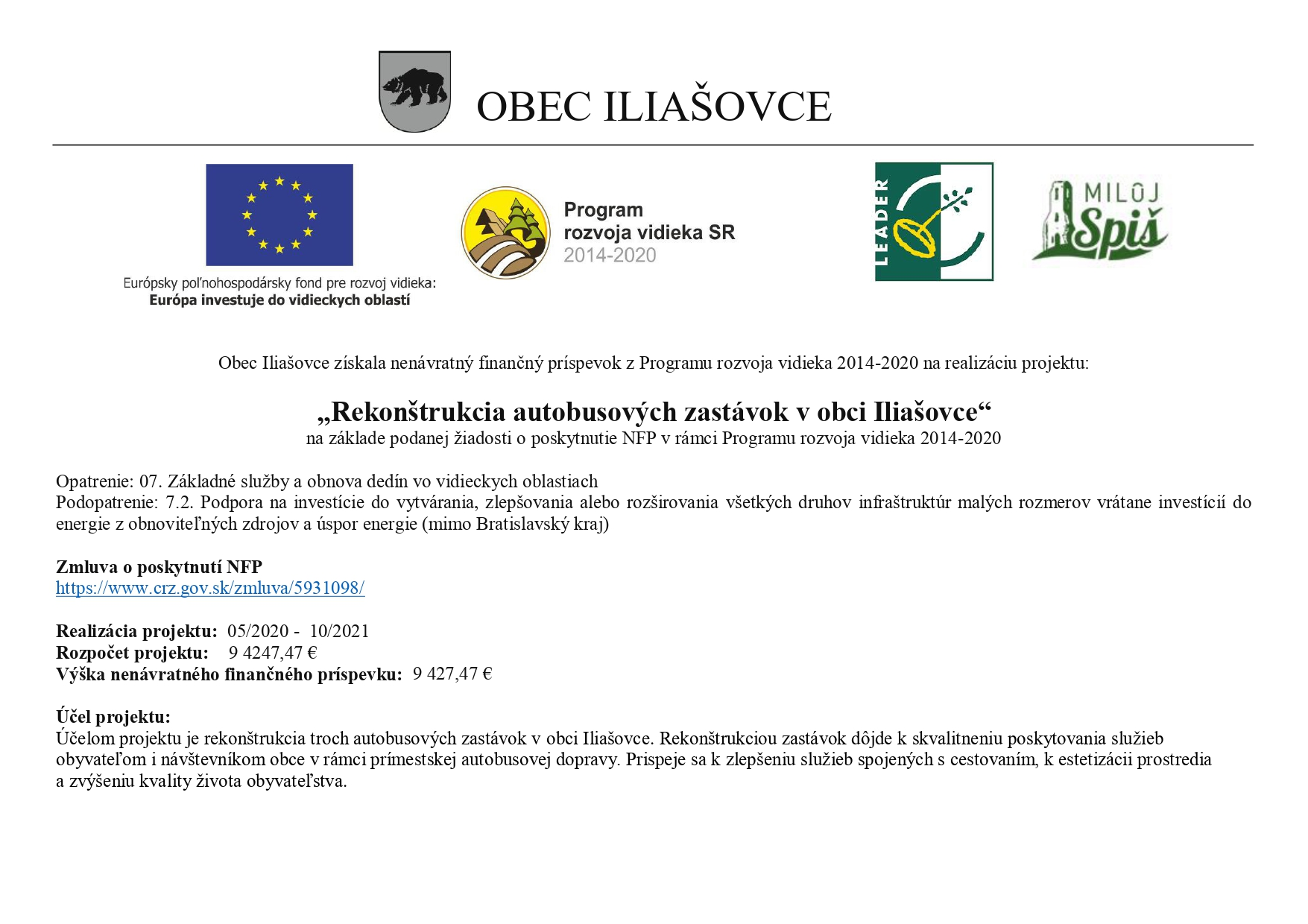 Fotka - Rekonštrukcia autobusových zastávok v obci Iliašovce