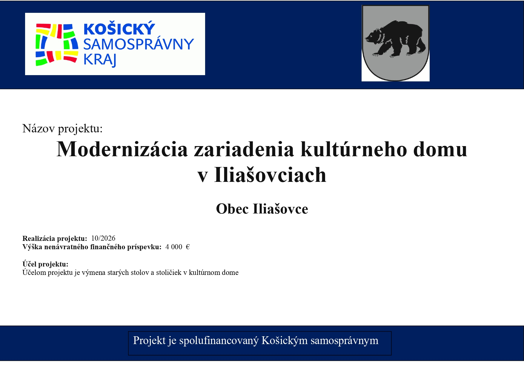 Fotka - Modernizácia zariadenia kultúrneho domu v Iliašovciach
